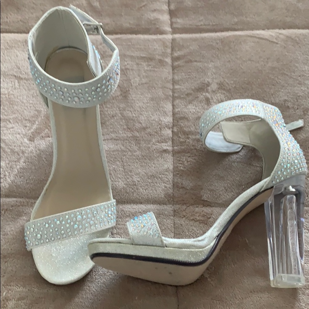 Ankle Strap crystal studded heels ( clear heels )